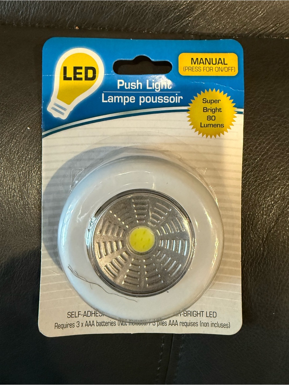 NEW in packaging LED Push Light Self
Adhesive Push On/Off Super
Bright 80 Lumens